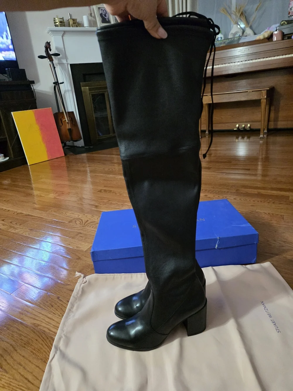Stuart Weitzman Tall Black Leather Over-the-Knee Boots